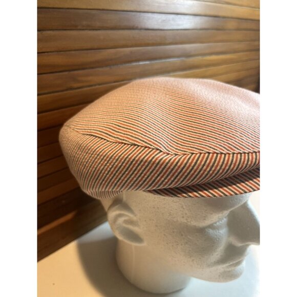Stefeno Sport Italian Striped Textured Newsies Newsboy Hat Blue/Red SZ 57 M - Picture 2 of 11